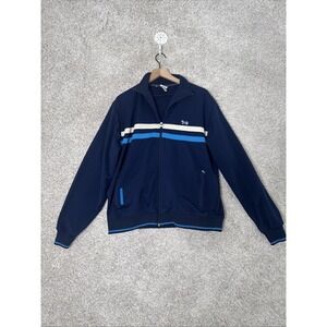 VINTAGE RETRO FOX MEN'S NAVY BLUE POLYESTER TRACK‎ JACKET SIZE L